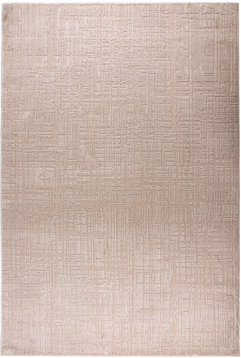 Padiro laagpolig vloerkleed 80 x 150 cm - beige - modern abstract design - met reliëf - geschikt voor vloerverwarming - van polyester