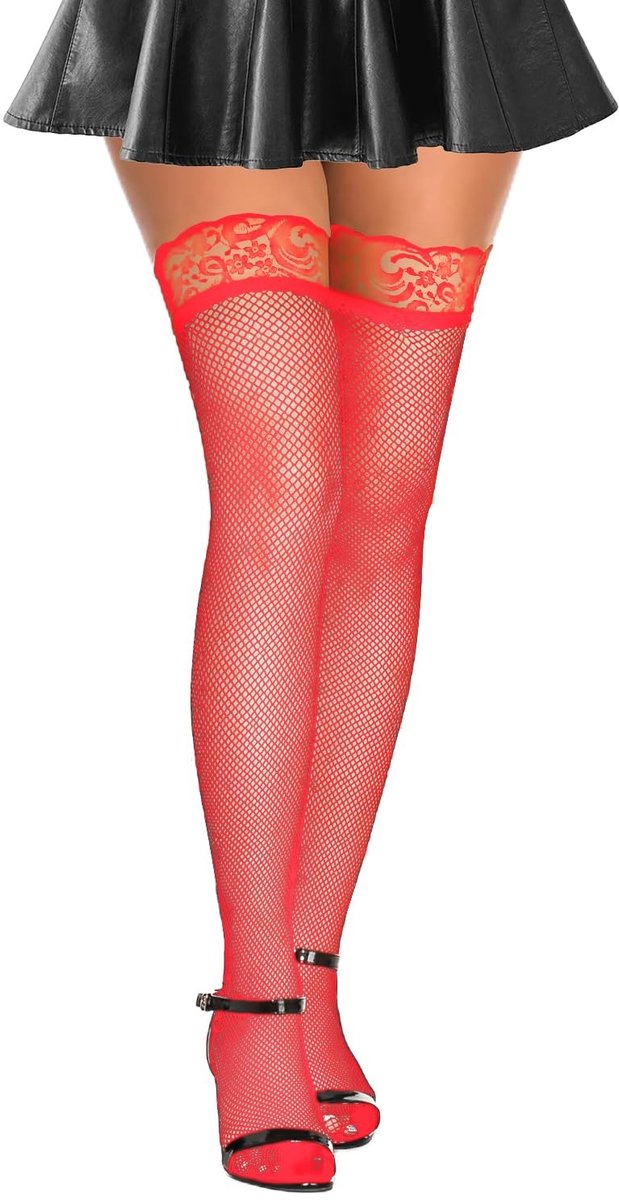 Solidchoice - Rood Visnet Kousen met Laces voor Dames