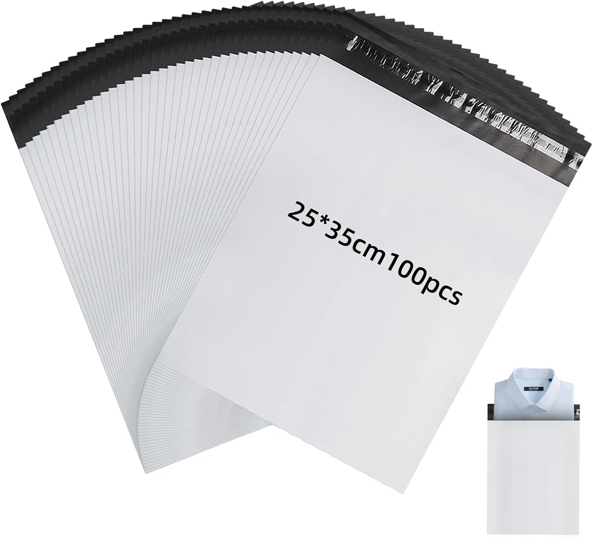 Plastic verzendzakken 25 x 35 cm - zelfklevend - 100 stuks - ideaal voor kledingverzending - ShopVlot