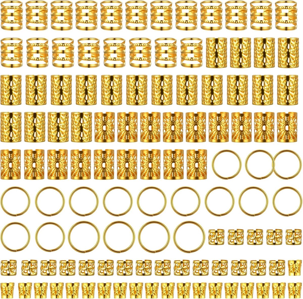 Haaraccessoires 120 Stuks - Gouden Dreadlocks Sieraden - Verschillende Stijlen - Creëer Unieke Look - ShopVlot