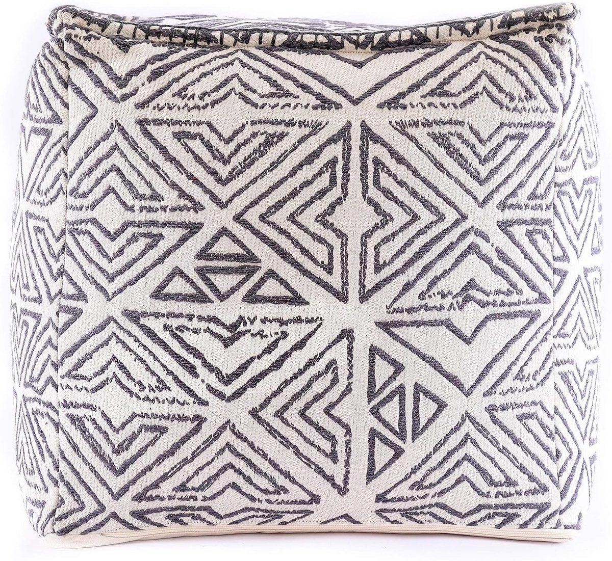 Poef Ottoman - Wit - 50,8 x 50,8 x 50,8 cm - Luxe Fluwelen Voetsteun - Voor Woonkamers en Slaapkamers