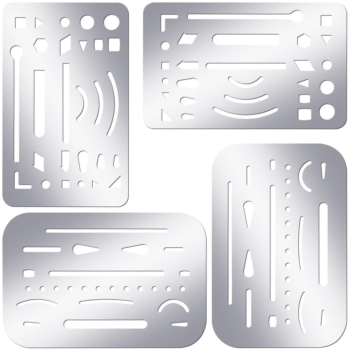 Solidchoice - Set van 4 Duidelijke RVS Tekentemplates voor Creatieve Ontwerpen