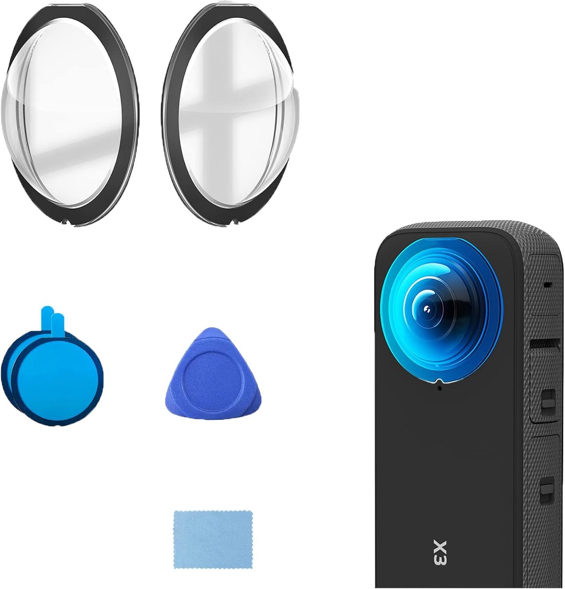 Lensbescherming voor Insta360 X3 - Hoge lichttransmissie - Krasbestendig en schokbestendig - Ideaal voor bescherming - ShopVlot
