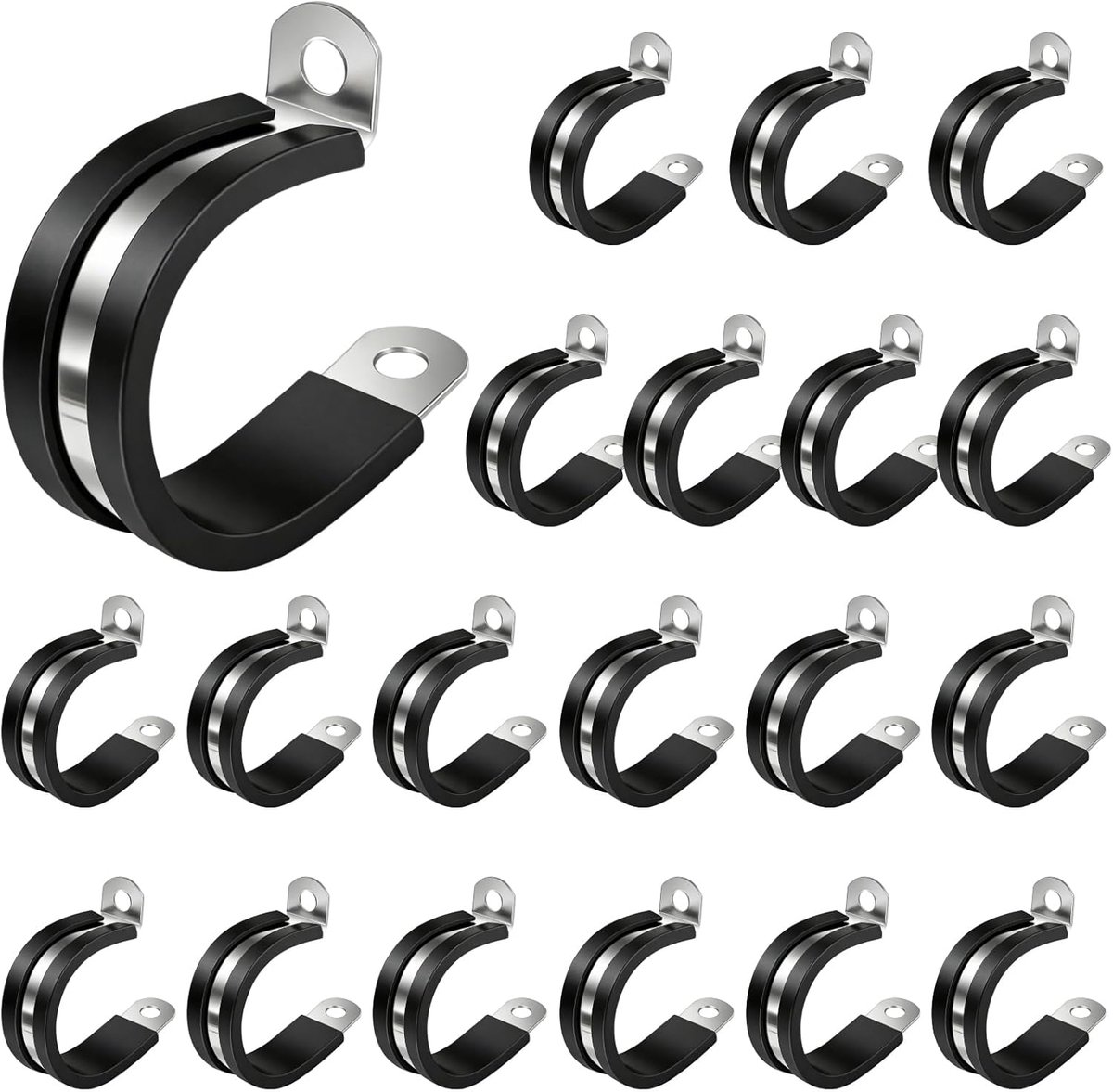 P-klemmen 30 mm - roestvrij staal 304 - rubberen inzet - veilige bevestiging - ShopVlot
