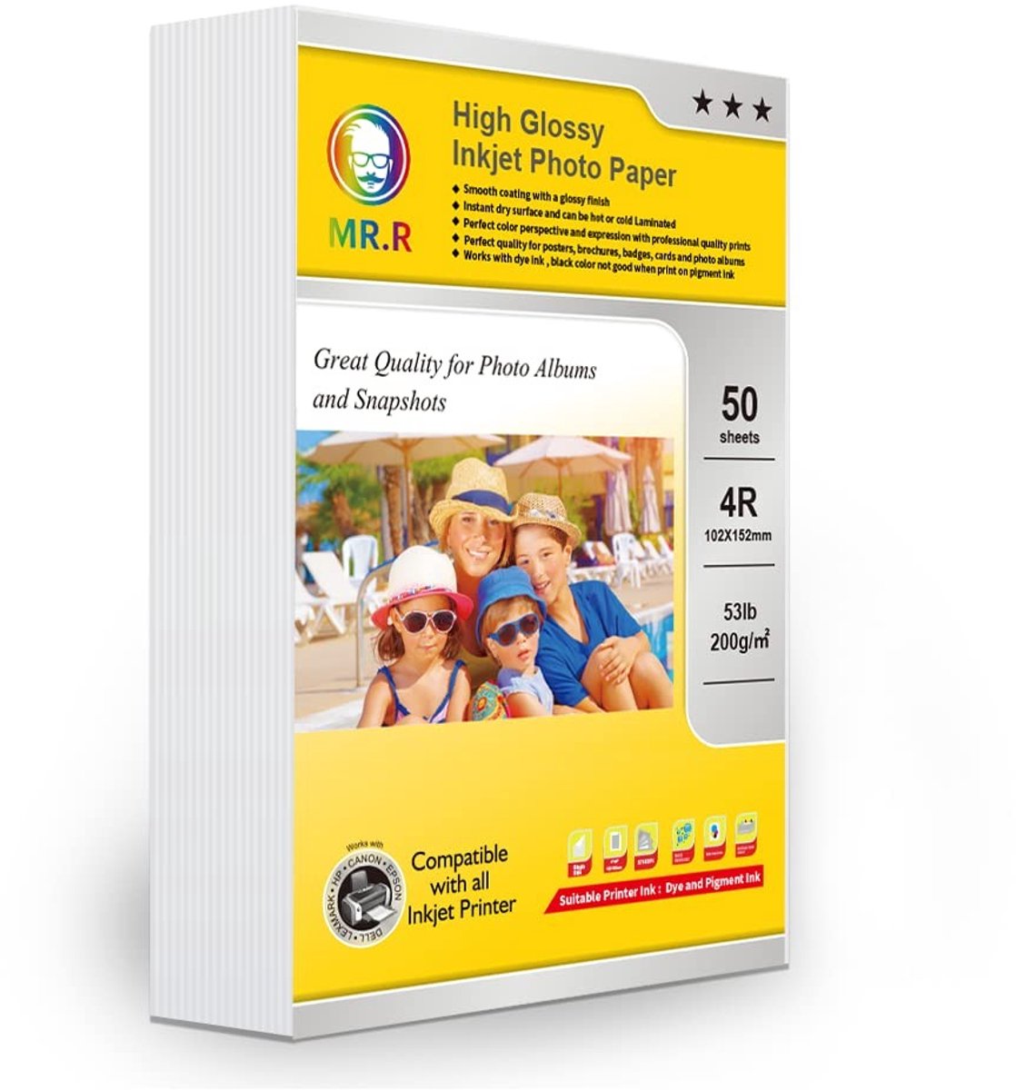 Solidchoice - Hoogwaardige Glanzende Fotopapier voor Inkjet Printers, 50 Vellen