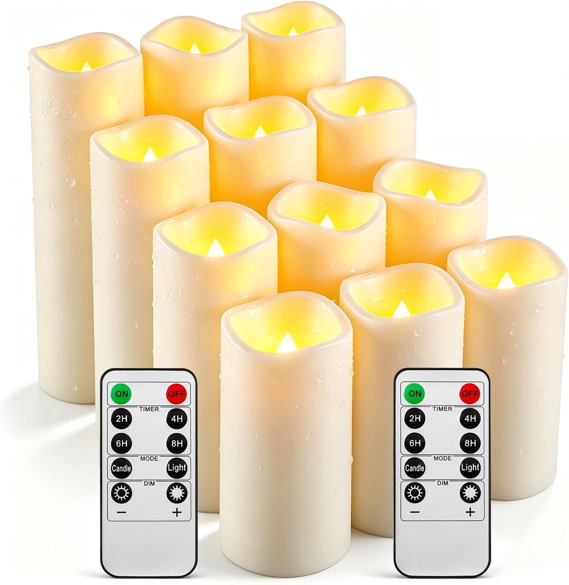 Vlamloze LED-batterijkaarsen - Waterdicht - 11 cm, 12,5 cm, 15 cm, 17,5 cm - Flikkerend Vlameffect - Voor Buiten
