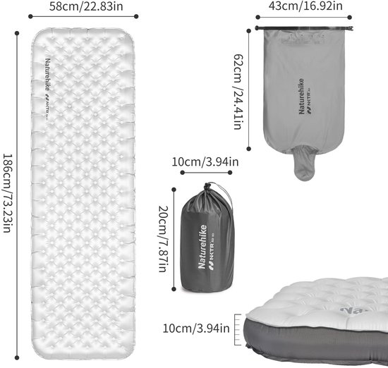 4-Seizoenen Campingmat 10 cm Dik, Zelfopblaasbaar, Ultralicht, Isolatie 6,5 R, met Zijwanden van Merkloos — afbeelding 2