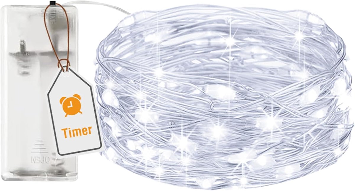 LED fairy lights 2m - micro zilverdraad - koud wit - sfeervolle decoratie voor binnen - ShopVlot