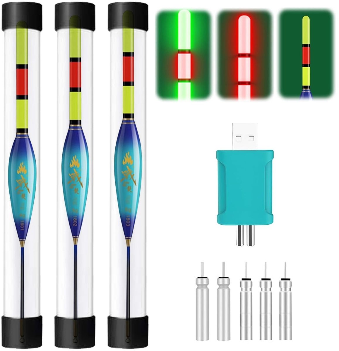 Solidchoice - LED Drijvende Vissersset met 3 Bobbers