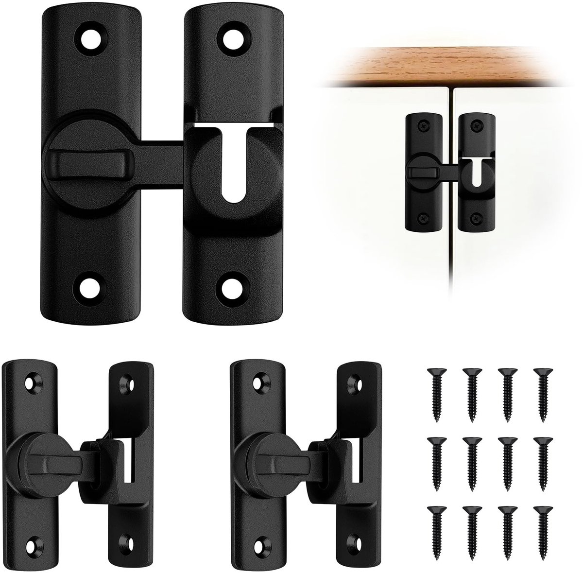 Solidchoice - 3 Stuks Sliding Door Lock, Aluminium Deurslot met Schroeven
