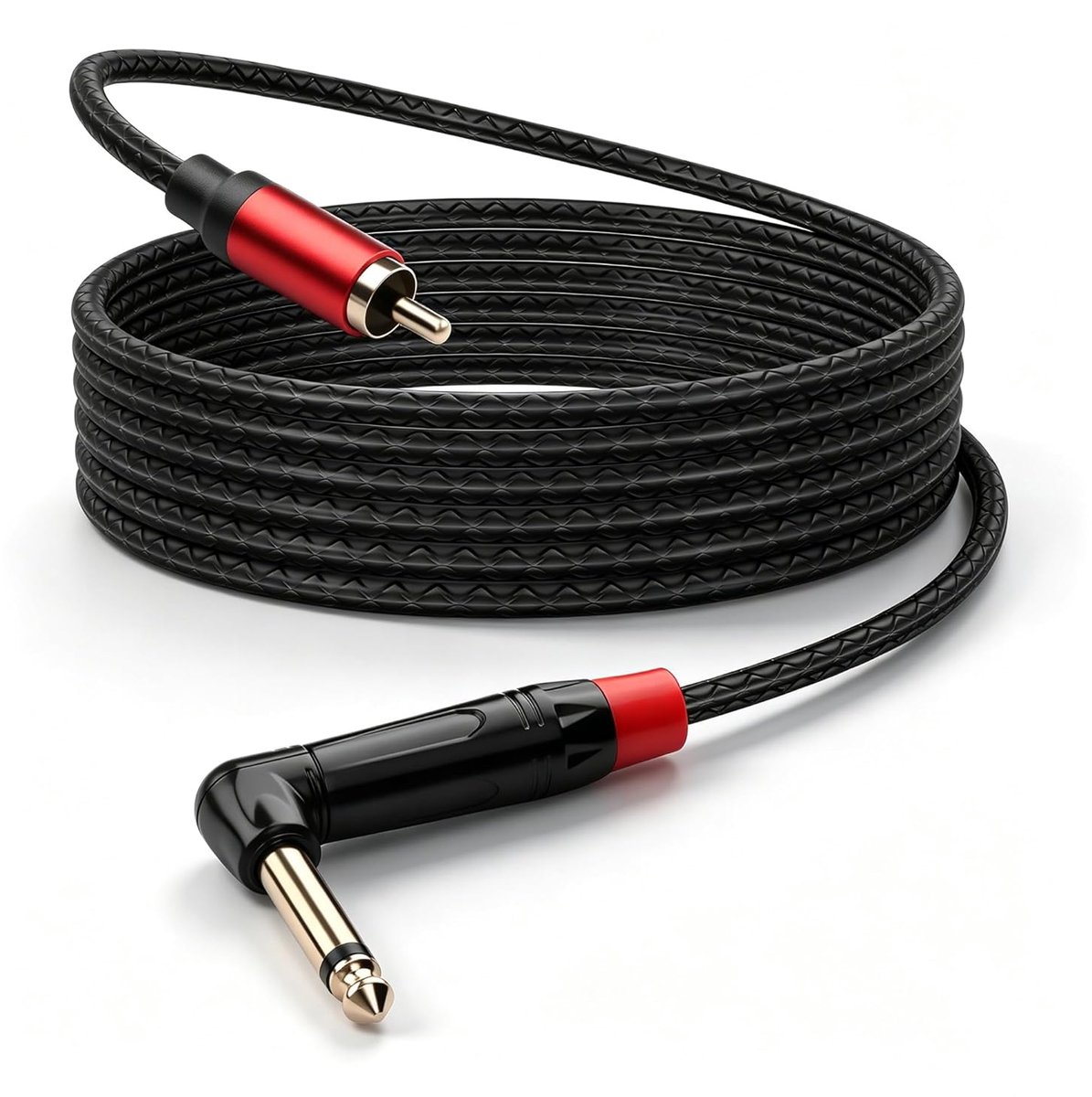 CERRXIAN 1,8 m 6,35 mm TS mono-hoekstekker stekker naar RCA-stekker audiokabel, RCA naar 6,35 mm audiokabel met - ShopVlot