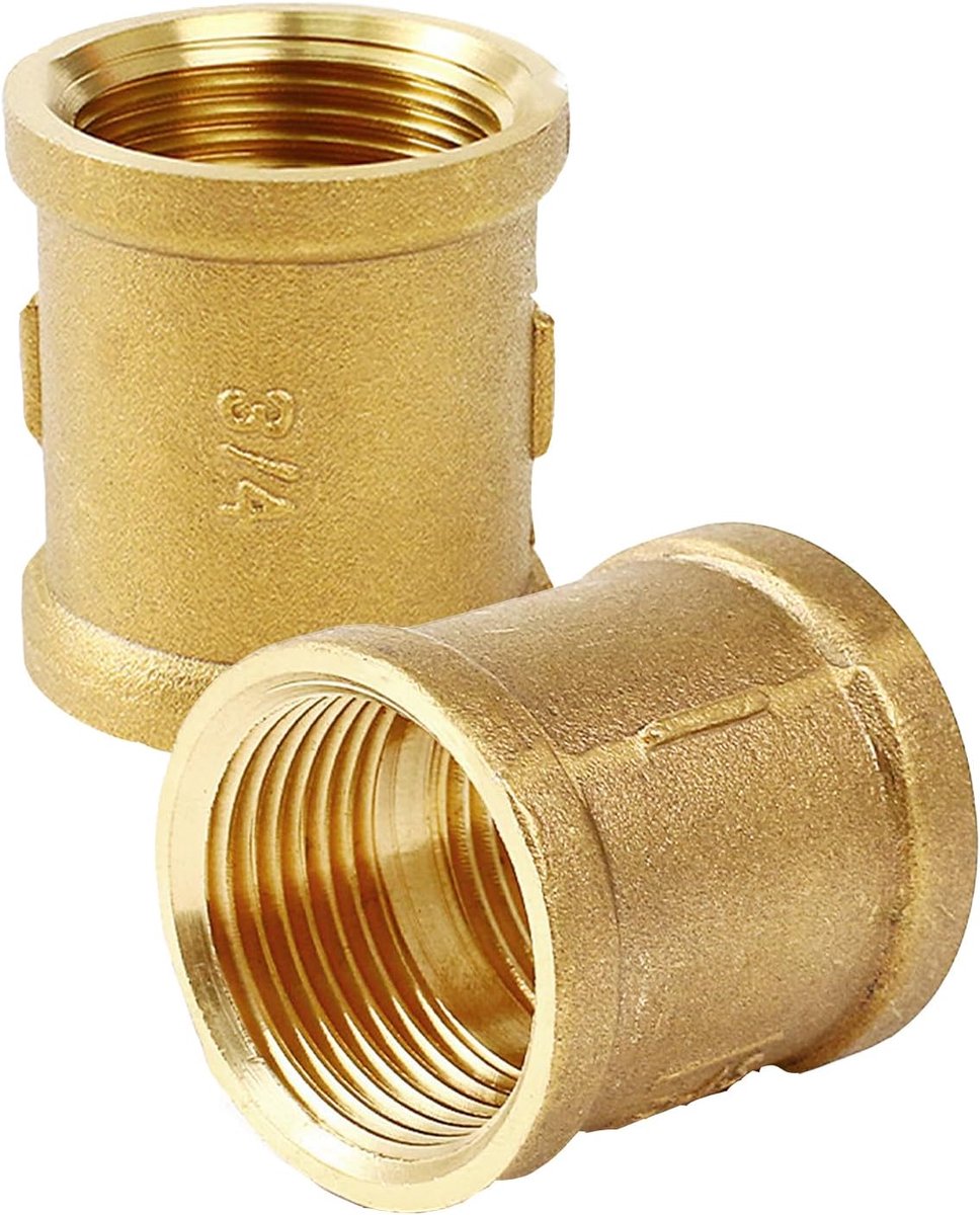 3/4 Inch Brass Sleeve,2Pcs Female Reducing Coupling Brass Plumbing Joints 3/4 Inch Double Connection Brass Sleeve For - ShopVlot