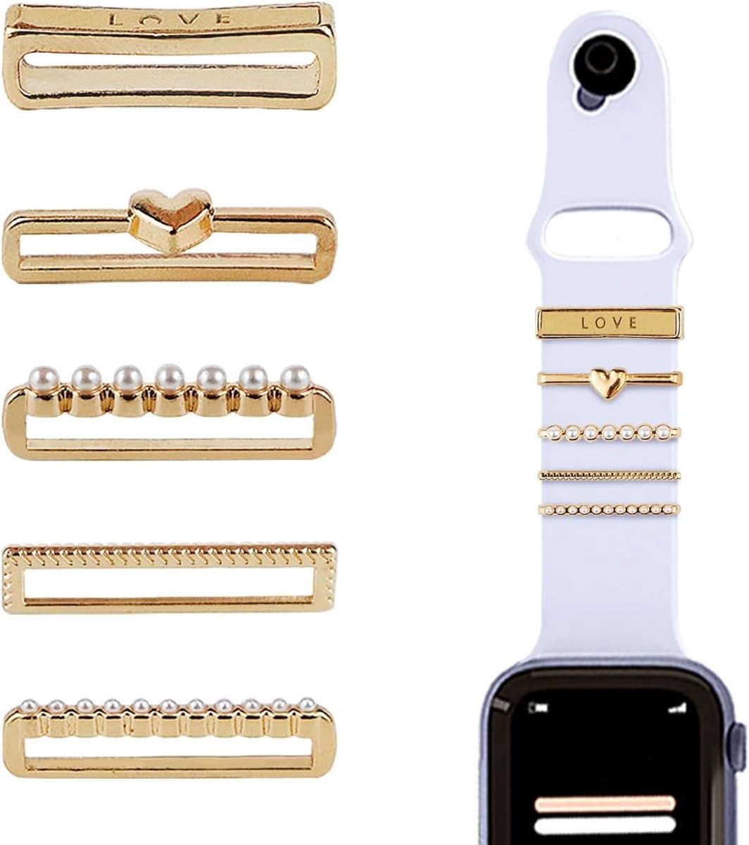 FERCAISH Horlogebandje voor smartwatch, 5 stuks, decoratieve ringen voor smartwatch, horlogeband, sieraden - ShopVlot