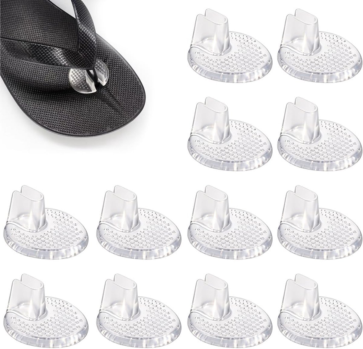 Pack of 12 toe protection pads for flip flops, universal solution against pressure and friction for painless walking - ShopVlot