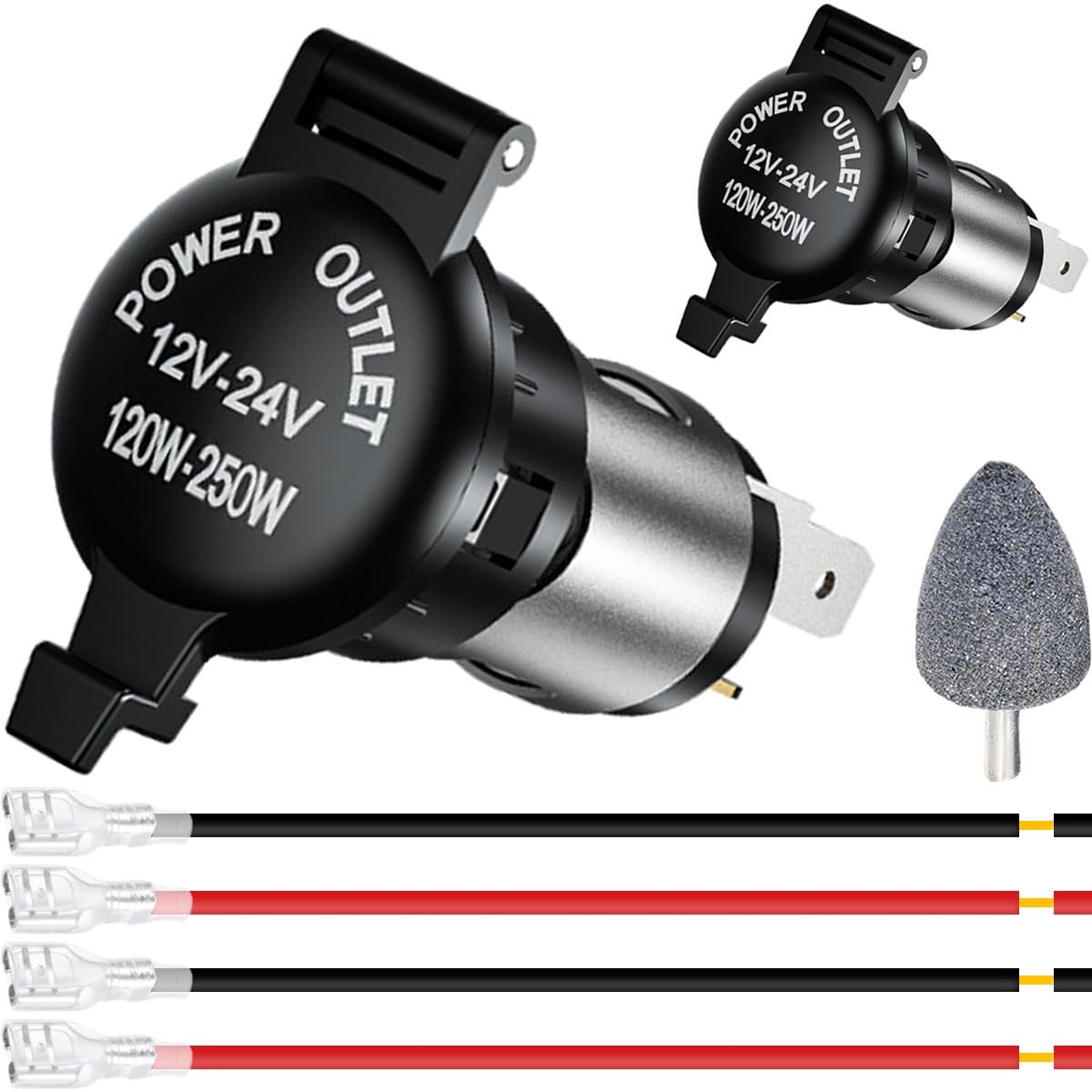 Cigarette Lighter DC 12V 120W Replacement Plug Waterproof Plug Adapter with Cable Harness for Car, Truck, Motorcycle - ShopVlot