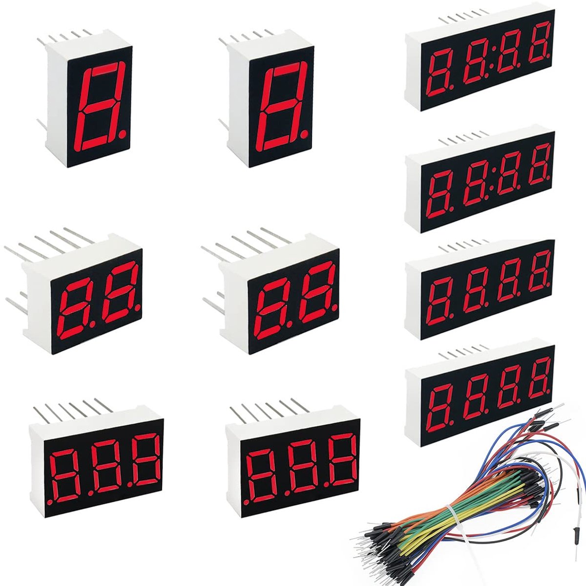 10pcs common anode, 10 pins, 12 pins, 1-4 bit bits, 0.56 inch, 7 segments, display, LED, red, digital tube with jump - ShopVlot