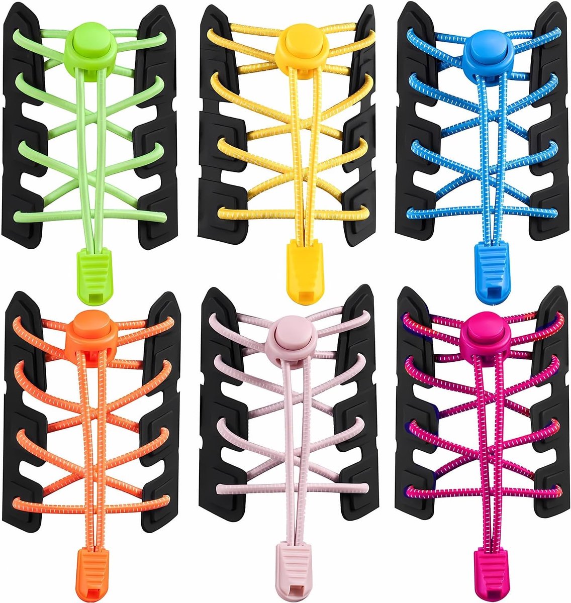 6 stks Stretch lui geen stropdas schoenveters, 110cm elastische veters witte stippen, veiligheid voor volwassenen en - ShopVlot