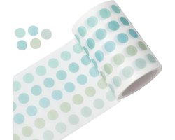 YUBBAEX Morandi Washi Tape Round Stickers 1250 Points for Bullet Journal Planner Scrapbooking 6.5 x 25.5 cm (Cool Mint) - ShopVlot