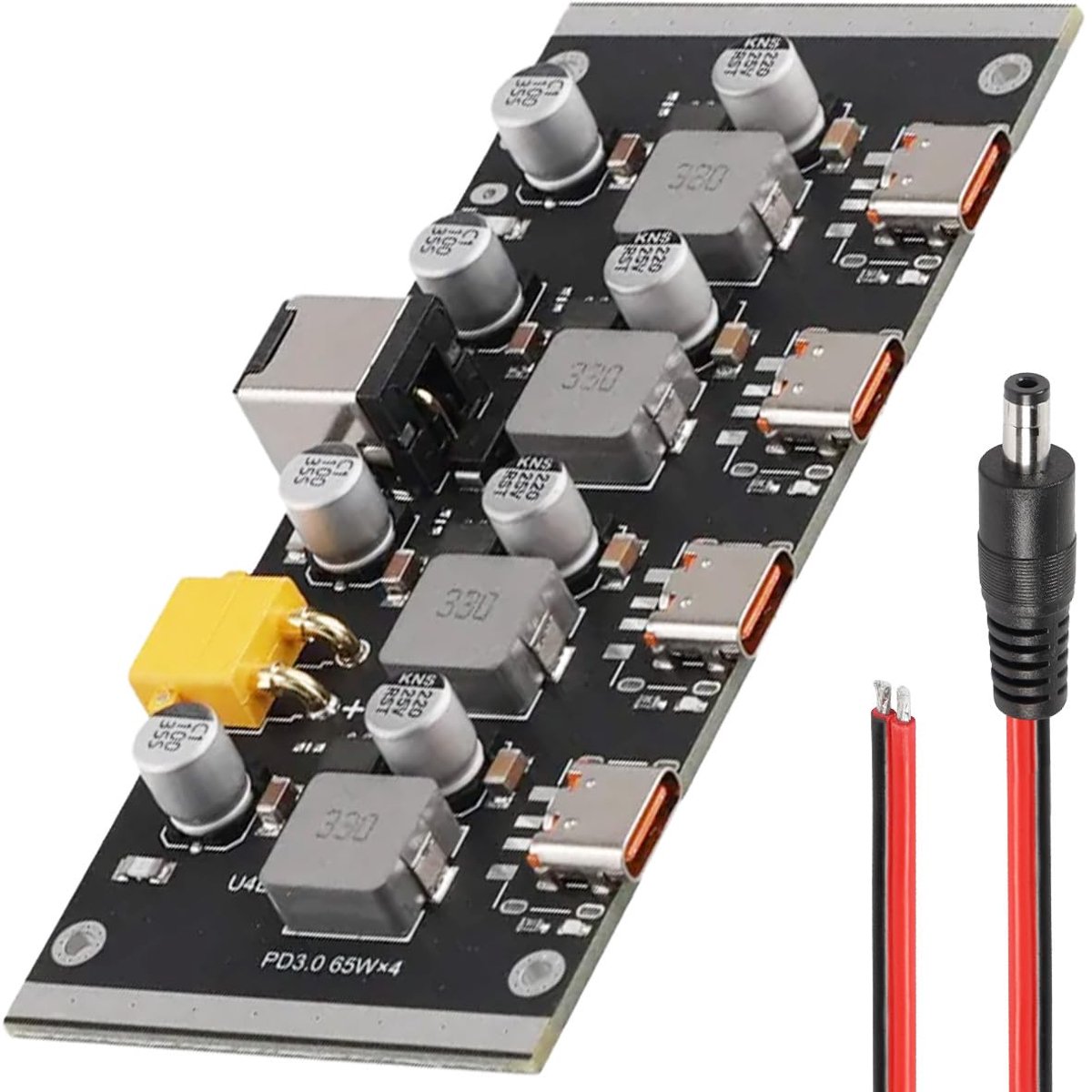 Snellaadmodule, 4-weg, type C, PD65W, snellader met volledig protocol, PD2.0/3.0 QC2.0/3.0 FCP AFC XT30PW/DC, ingang - ShopVlot