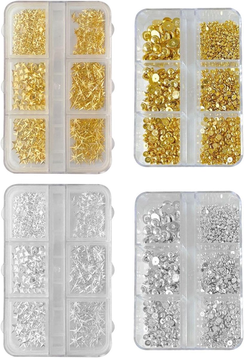 4 Dozen Van Astrale Halfronde Klinknagels, Modieuze Glanzende Nagelpleisters, Driedimensionale Solide Hemisferische - ShopVlot