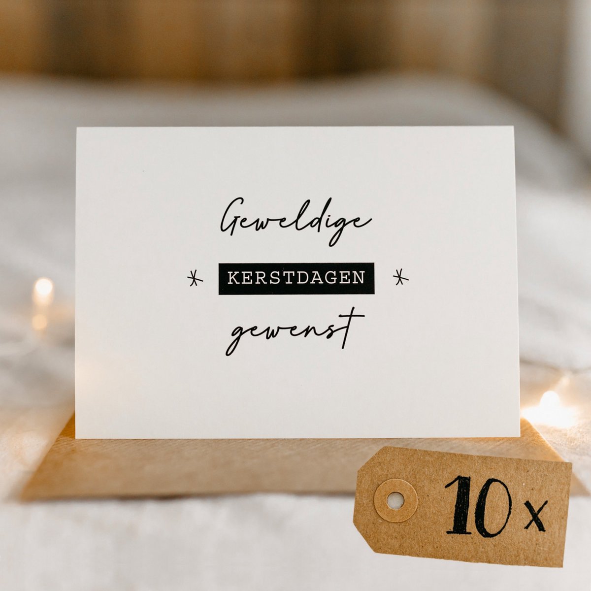 10x hippe Nederlandse kerstkaarten (A6 formaat) - kerst kaarten om te versturen - kaartenset - kaartjes blanco - kaartjes met tekst - Luxe kerstkaarten