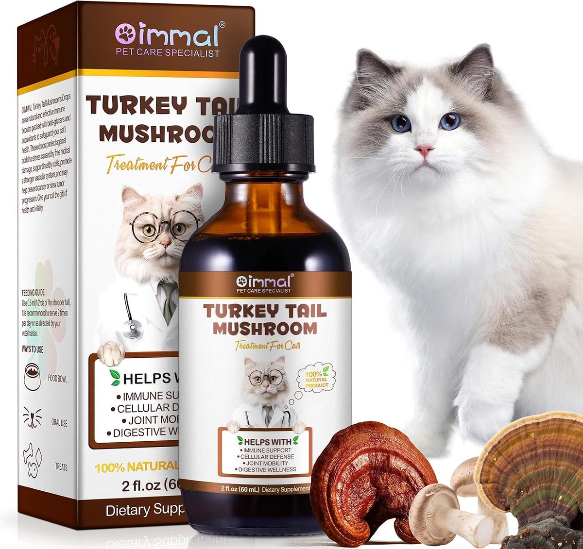 Paddenstoeldruppels voor katten, vlindertrameten, met ondersteuning van het immuunsysteem, celbescherming - ShopVlot