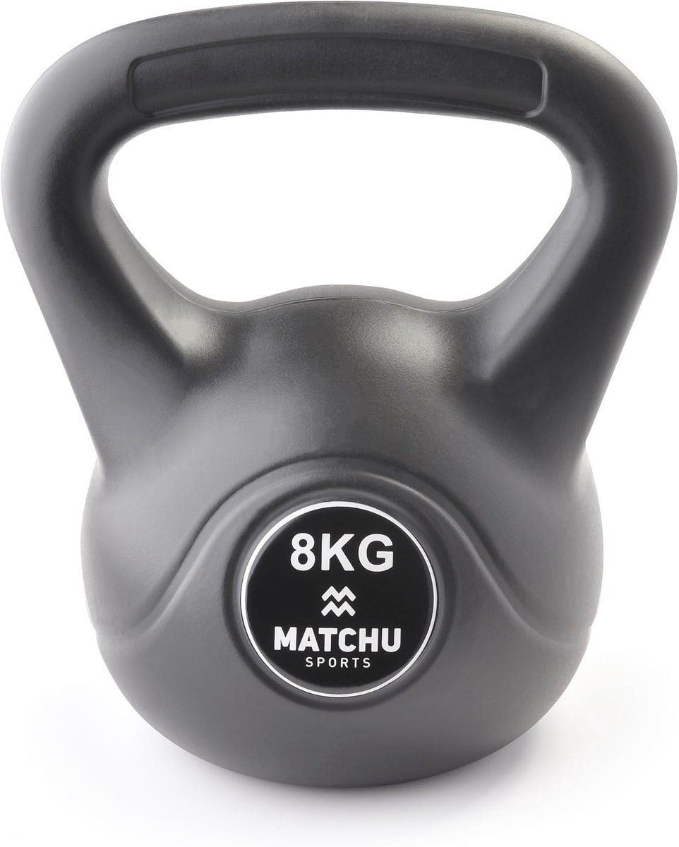 Matchu Sports - Kettlebell - 4.8 or 12 kg - Full high-quality rubber or plastic with concrete filling - Black - ShopVlot