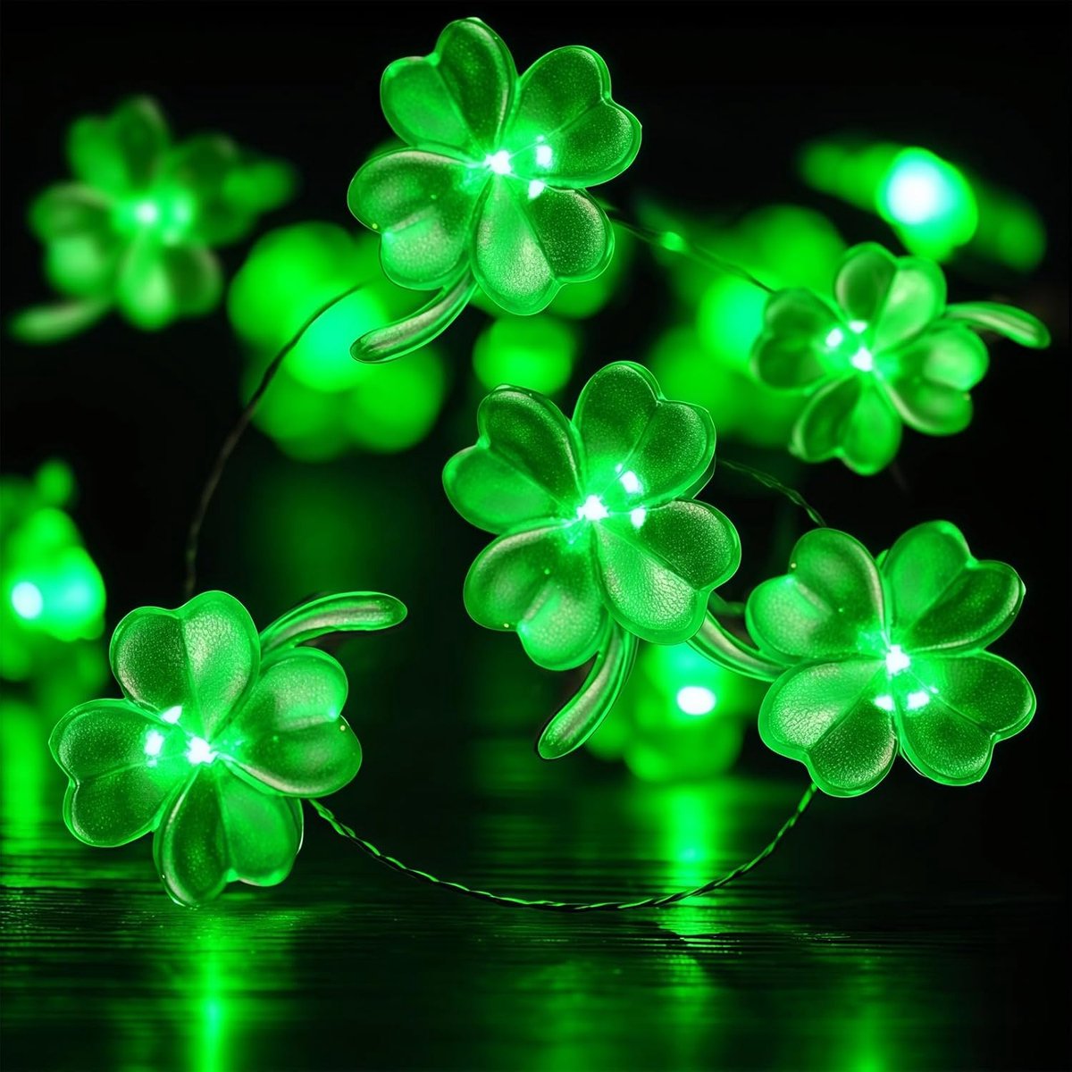 ALEGRE® Clover Leaf Fairy Lights Green 2 m 20 LED Clover Leaf Green Fairy Lights Battery Operated Green Fairy Lights - ShopVlot