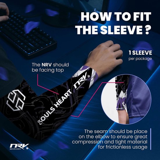 NRV Gaming Compression Cuff - SoulsHeart 2026 Edition - Gaming Sleeve eSport Anti-friction - ShopVlot — afbeelding 4