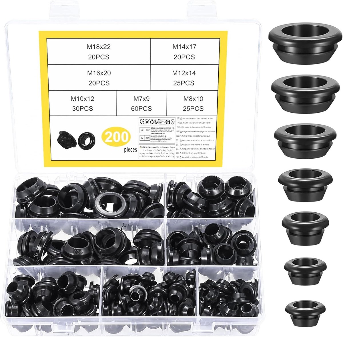 200pcs Rubber Grommets Cable Grommets Rubber Stops Cable Grommets Waterproof, Rubber Cable Grommets Rubber Tubes - ShopVlot