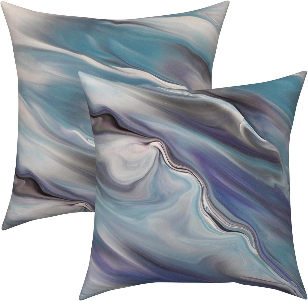 Set van 2 kussenslopen met verborgen ritssluiting, moderne woonkamerdecoratie voor slaapkamer, 40 x 40 cm, blauwgrijs - ShopVlot