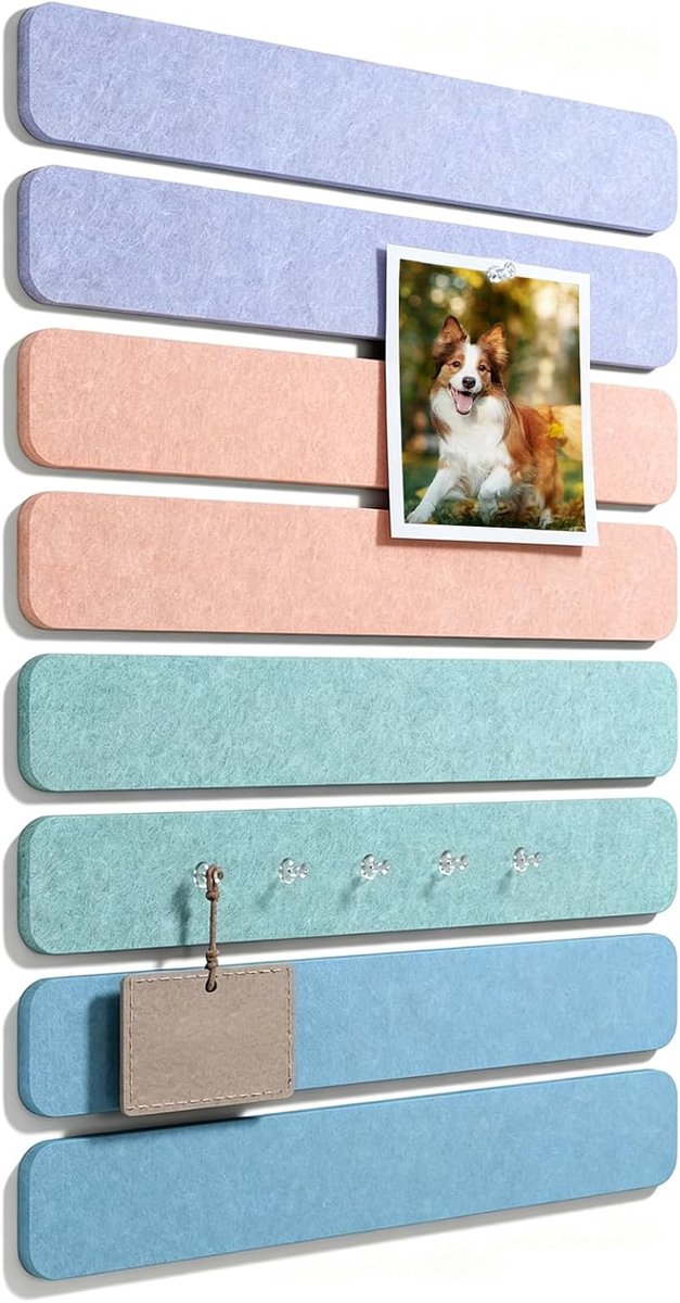 8 stuks vilt- en kurkstrips, 33 x 5 cm prikbord van vilt, stickerstrips, prikbord van kurk voor thuis en kantoor, voor - ShopVlot