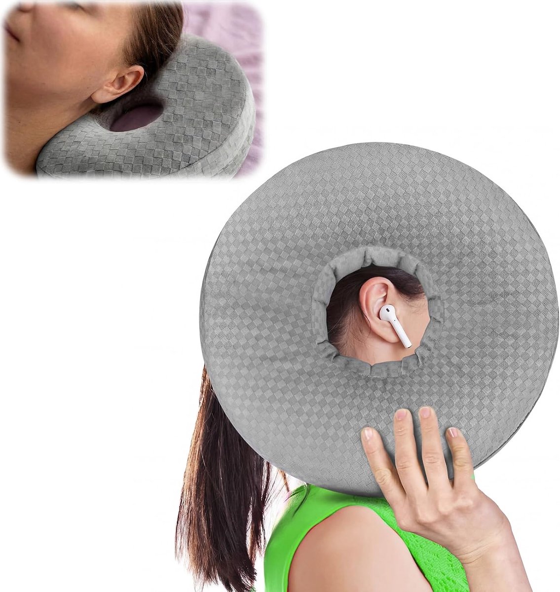 Oorkussen voor piercing - Donutkussen met polyester vulling - Verlicht pijn - Ideaal voor zijslapers - ShopVlot