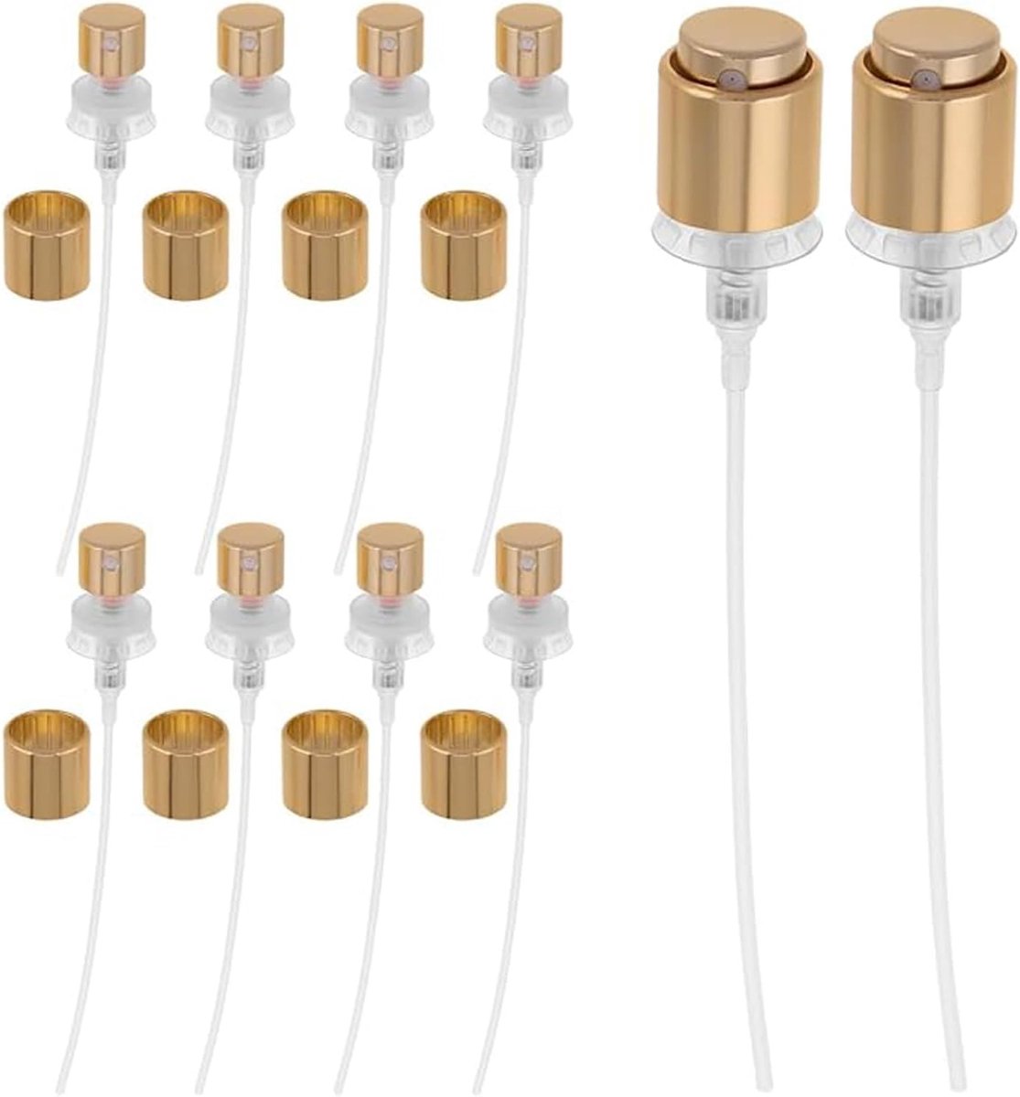 Spraynevel Nozzles Pack van 10 - Goudgeplated - Geschikt voor de meeste parfumflessen - Perfect voor DIY geurcreaties - ShopVlot