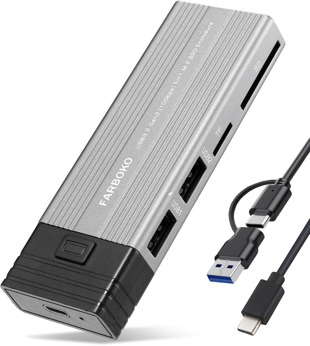 Solidchoice - M.2 NVMe SSD Behuizing met USB3.2 en Card Reader