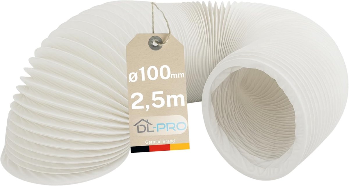 Afvoerslang 2.5 m, Ø 100 mm - Flexibele PVC slang - Voor airconditioning en droger - ShopVlot