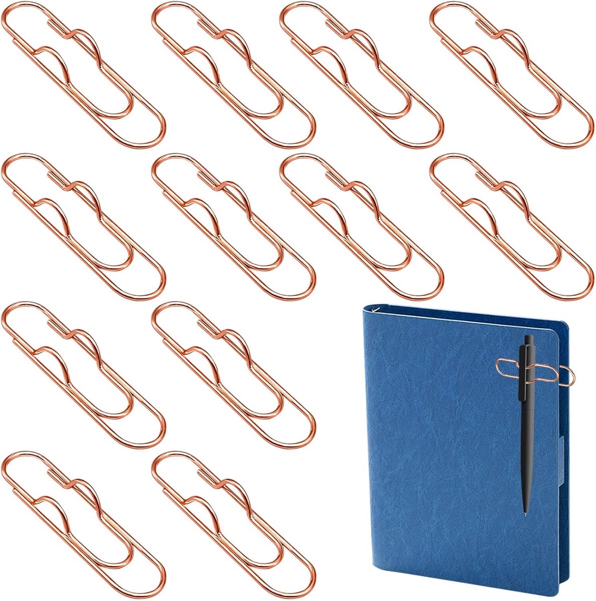 Penclips 12 Stuks - Metalen Penclips - Roze Goud - Multifunctionele Bookmark en Organiser - ShopVlot