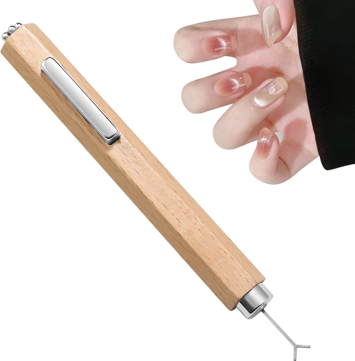 Nail art magnet hartvormig 3 in 1 - houten handvat - sterke magnetische eigenschappen - ideaal voor creatief gebruik - ShopVlot