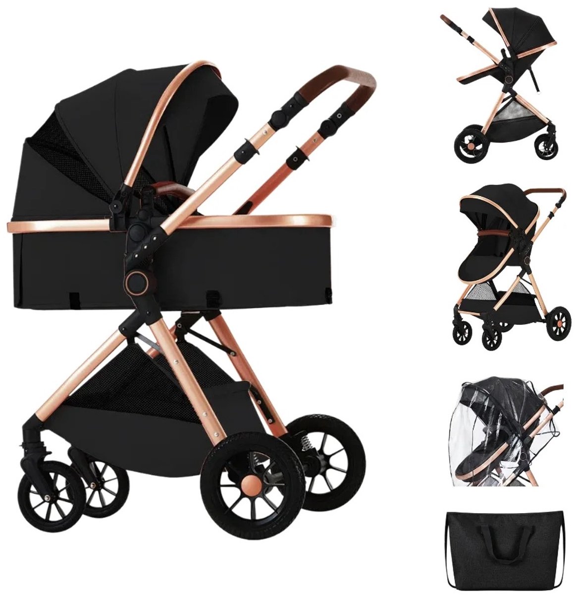 Parasha Nova Kinderwagen 2in1 - voor landschapstoerisme - omkeerbare zitting & verstelbaar handvat - kinderwagen voor dagelijkse parkwandelingen & reizen
