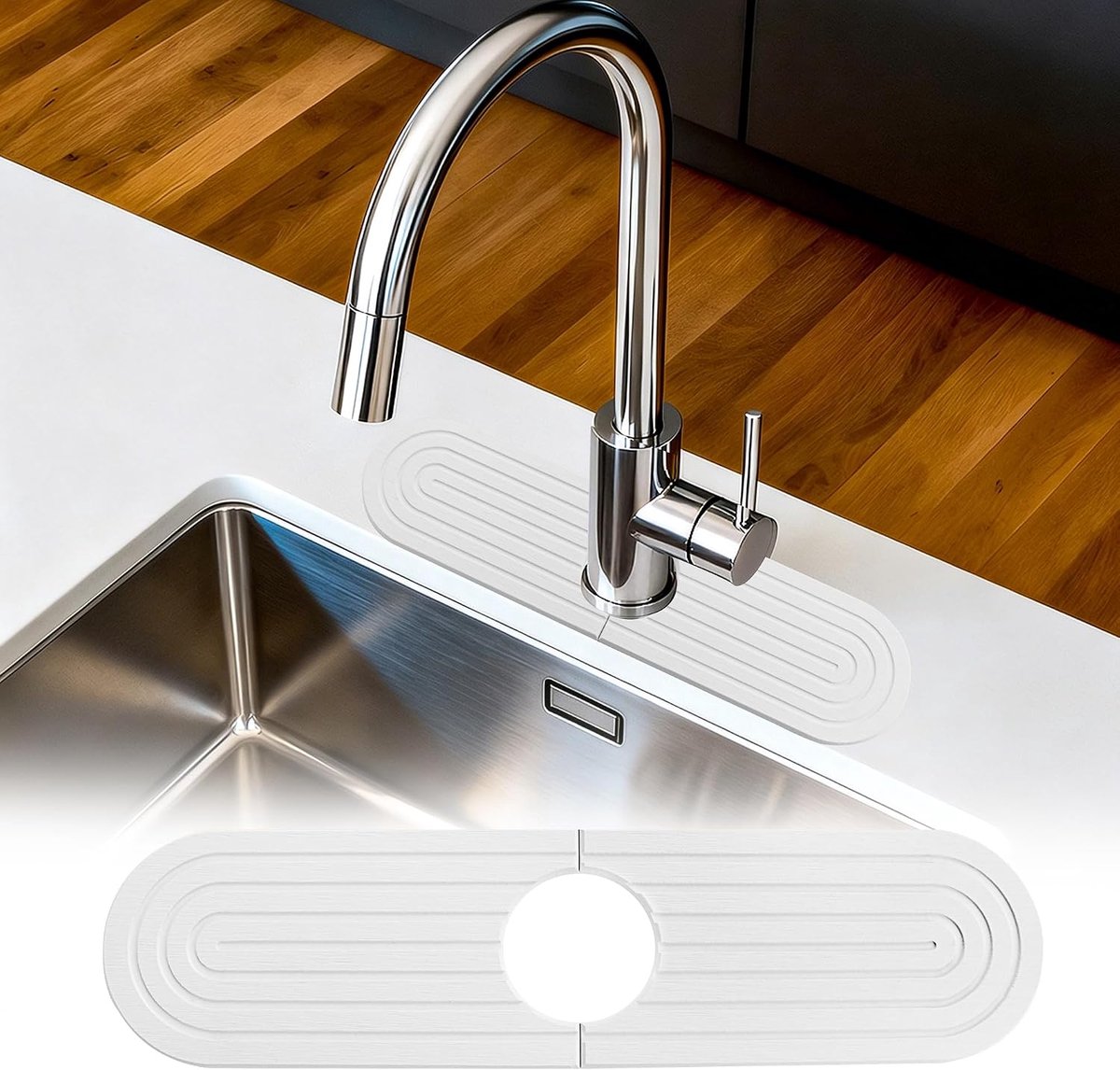 Afdruipmat 40 x 10 cm - Steenmat - Spatbescherming - Efficiënt drogen rond gootsteen - ShopVlot