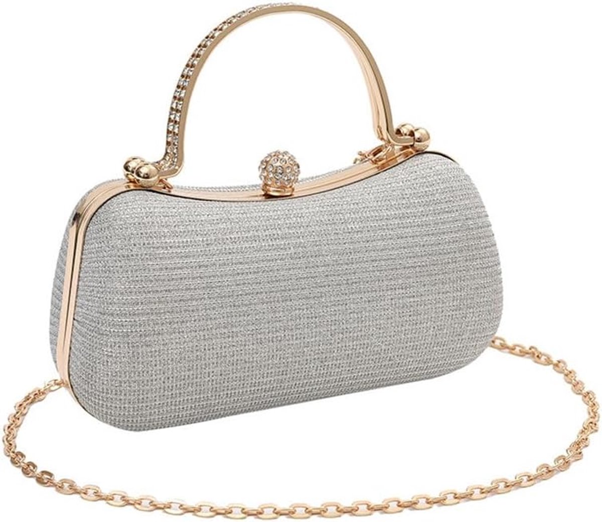 Dames Clutch Tas Hard Shell - Elegante Sprankelende Avondtas - Vintage Handtas Met Ketting - Perfect Voor Feestjes - ShopVlot