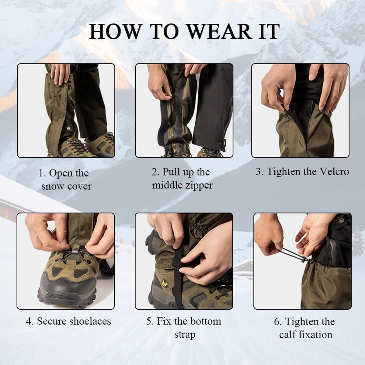 Hiking gaiters - 210D Oxford - waterdicht - beschermt tegen sneeuw en vuil - ShopVlot