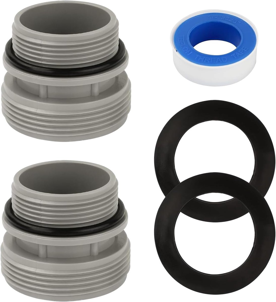 Poolslangadapter set van 2 - 40 mm naar 1½ inch - met O-ringen en tape - geschikt voor Intex en Coleman - ShopVlot