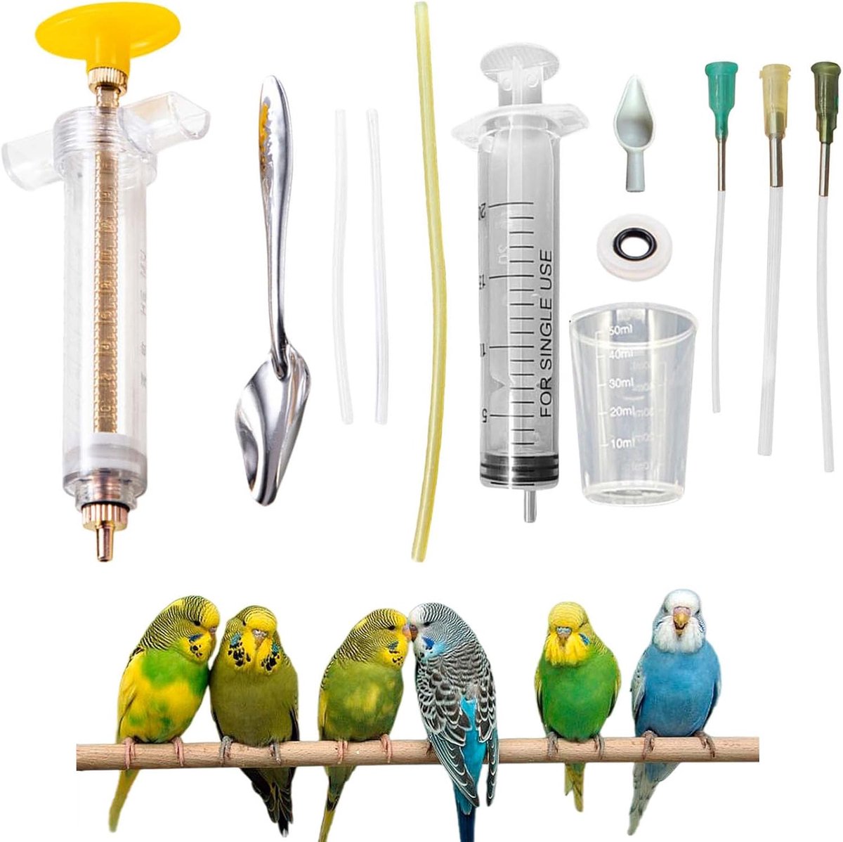 Vogelvoederspuitset 20 ml - handmatig gereedschap - met voederlepel en slangen - ideaal voor babyvogels - ShopVlot
