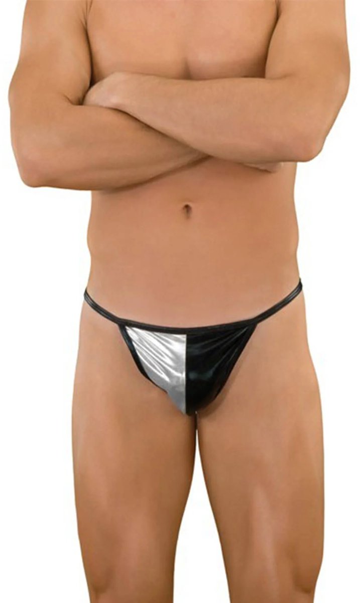 Zwart-Wit Synthetisch Leer Herenonderbroek in Meerdere Maten XS S M L XL
