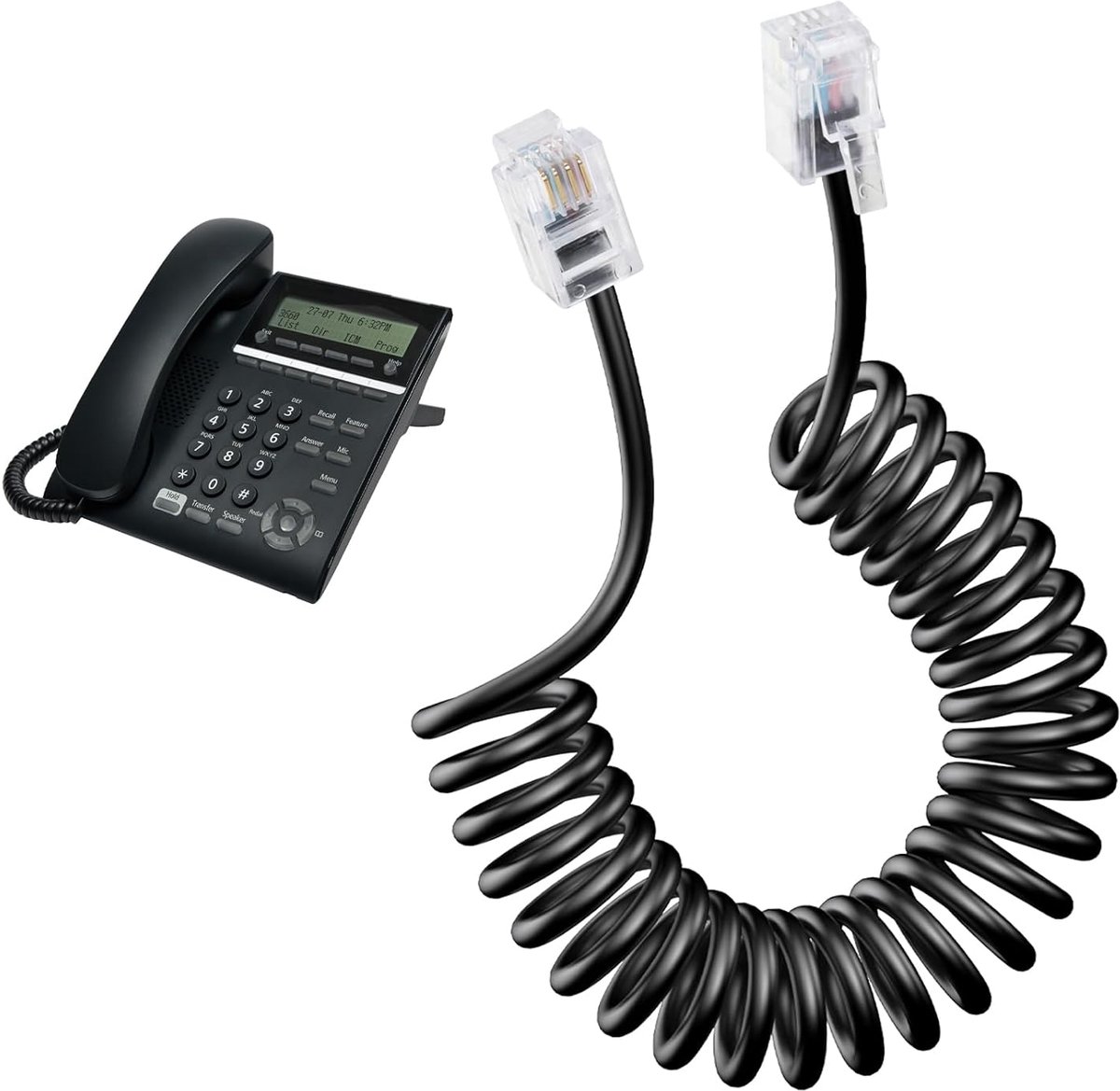 Telefoon kabel 1-3 m - Spiraal kabel - Zwart - Flexibel en duurzaam - ShopVlot