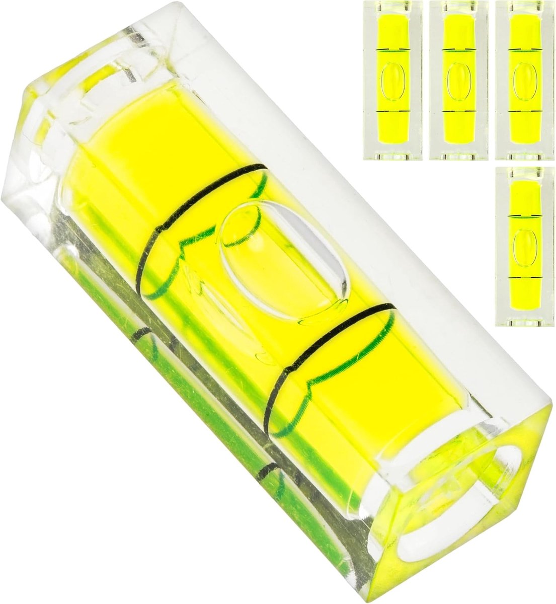 Waterpas set 5-delig - Gele bubbels - 1-weg nivelleren - Perfect voor caravan en meubels - ShopVlot