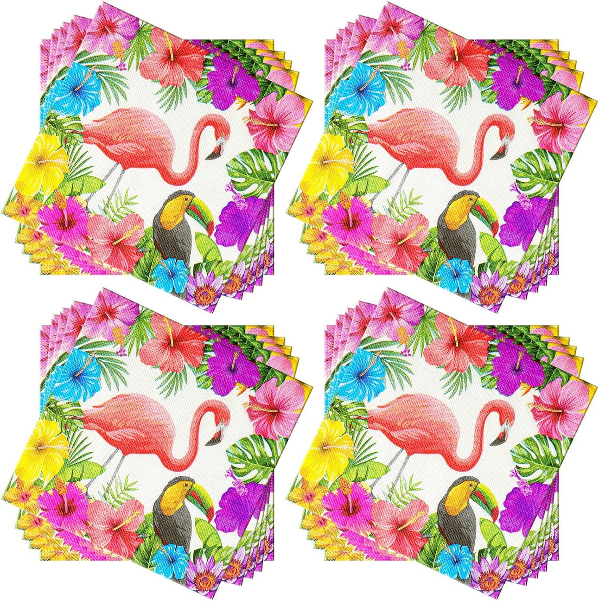 Papieren servetten 60 stuks - Flamingo en bloemen - 2-laags - Perfect voor zomerfeest - ShopVlot
