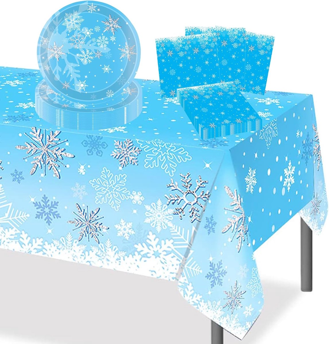 Partytafeldecoratie set - 37-delig - sneeuwvlok thema - perfect voor kerst en nieuwjaar - ShopVlot