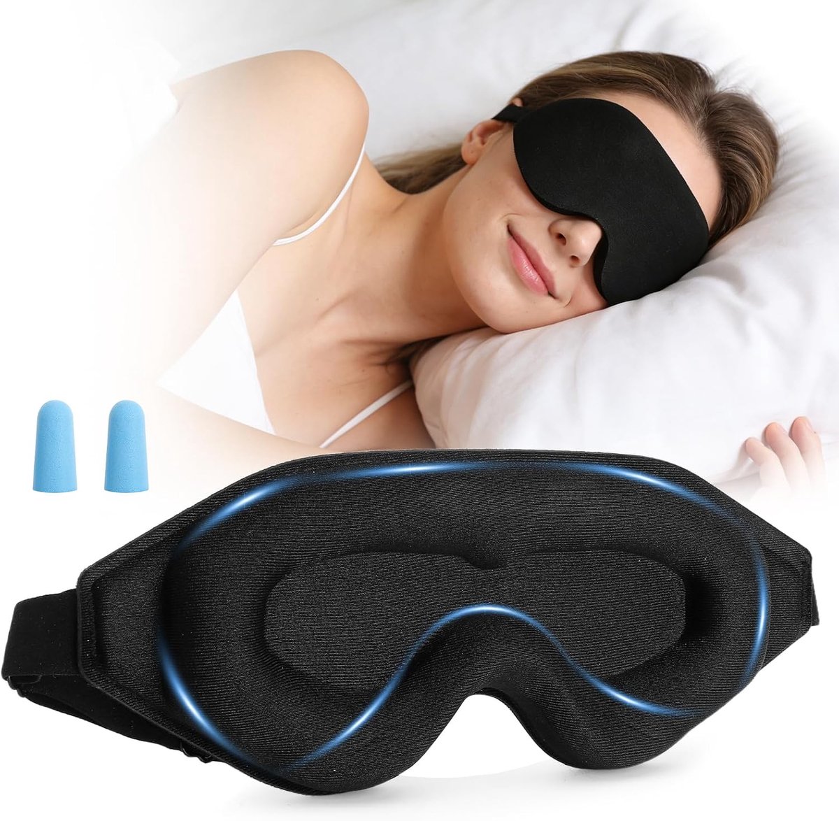 Slaapmasker 3D - Ijszijde - Ademend - Voor zijslapers - ShopVlot